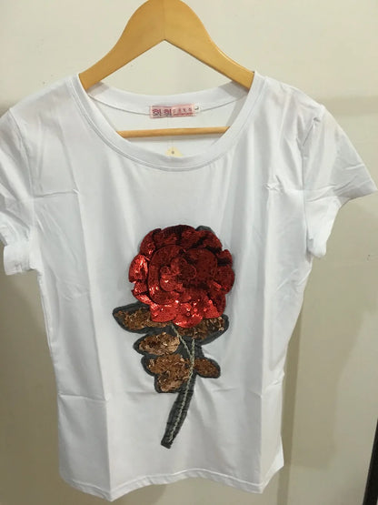 Rose flower graphic t-shirt