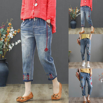 Loose comfortable jeans with different designs