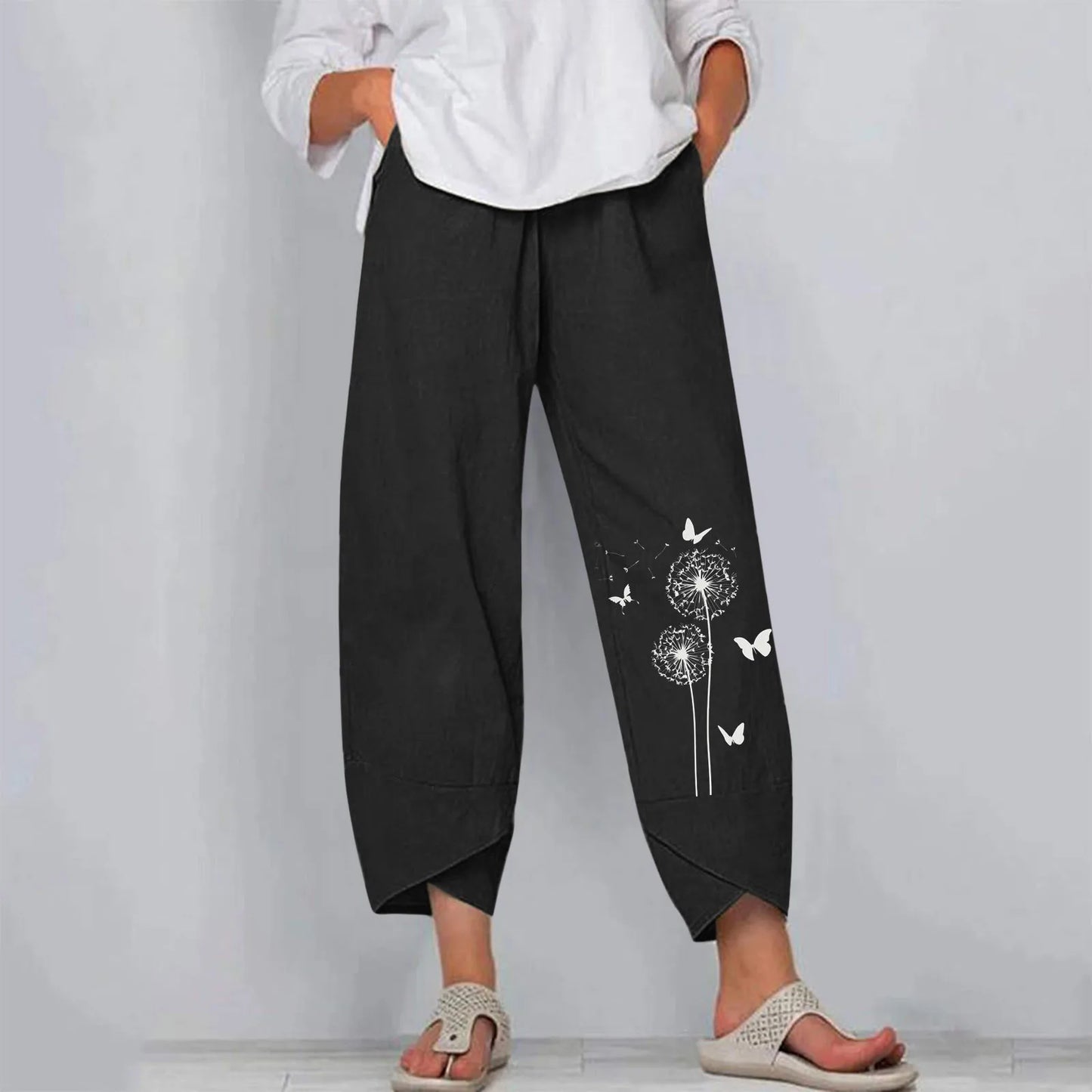 Capri Pants With Pockets and Wide Leg