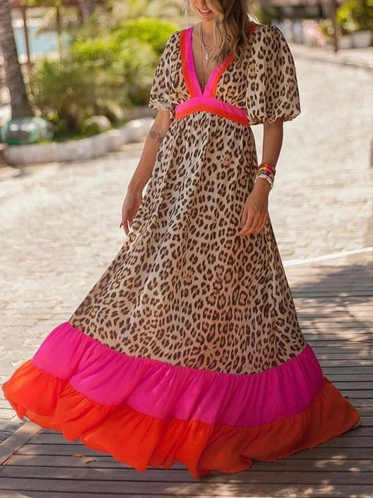 Summer Swing Mid Waist Print Pullover Dress