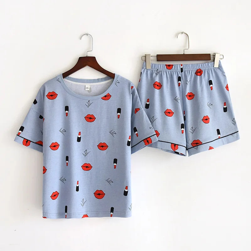 100% cotton short-sleeved short pajamas