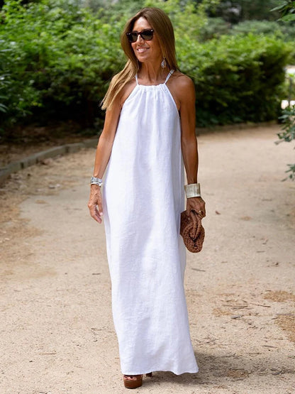 Loose Halter Dress Cotton And Linen