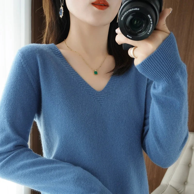 V-neck Women Casual Sweaters